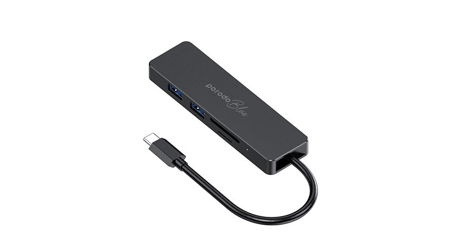 Porodo Blue 5 in 1 USB-C Hub HDMI USB SD MicroSD