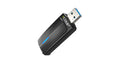 Porodo Dual Band WiFi6 USB Adapter with Additional USB A to Type- C Adaptor - Black