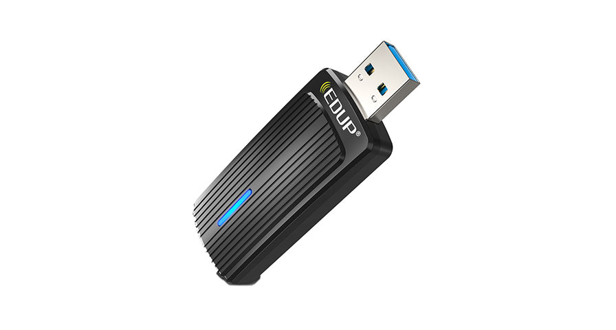 Porodo Dual Band WiFi6 USB Adapter with Additional USB A to Type- C Adaptor - Black
