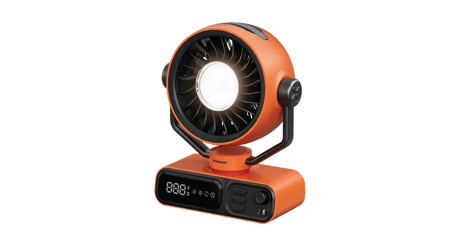 Porodo Lifestyle Chillo Camper Desktop Outdoor Fan with Smart Display & Easy Control - Black