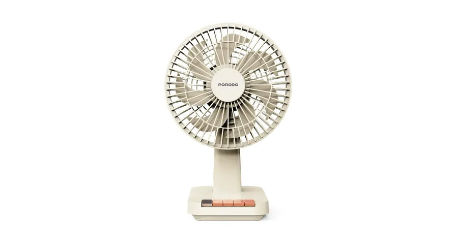 Porodo Lifestyle Chillo Portable Desk Fan with Oscillating Function & Indicator Lights - Beige