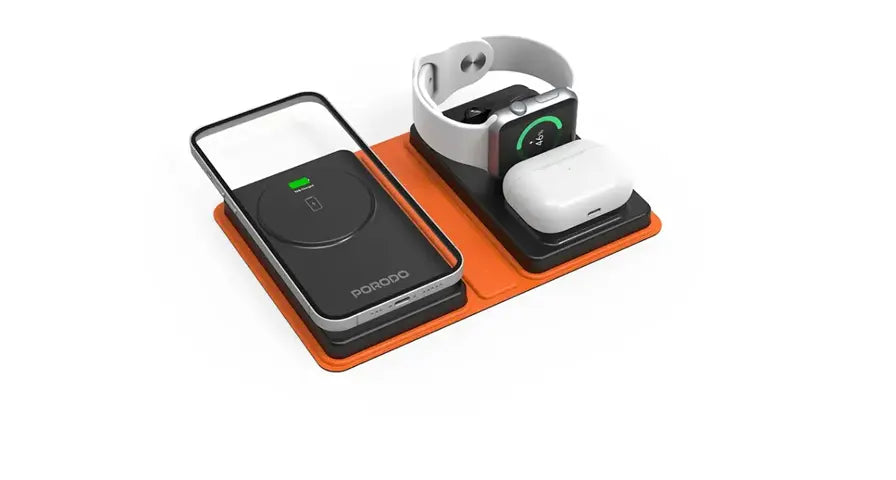 Porodo 8000mAh Folding 4-Device Charger - Black