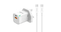 Porodo Blue Ultra-Quick Charger USB-A to USB-C (1m Type-C Cable Included) - White