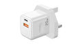 Porodo Blue Wall Charger 1*PD Type-C and 1* QC Type-A UK PD 20W - White