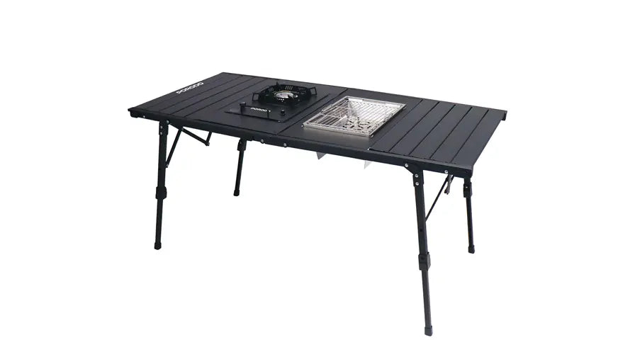 Porodo Lifestyle All-In-One Outdoor Folding Table with Stove & Grill - Black