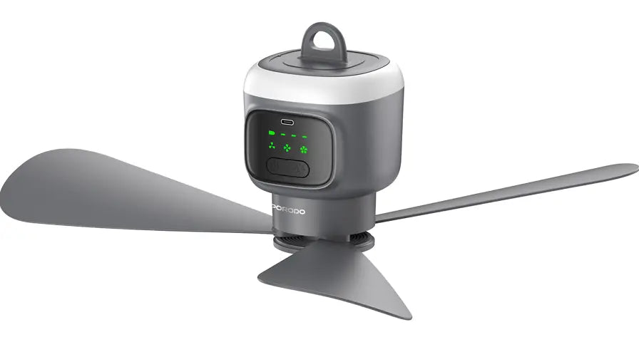 Porodo Lifestyle Camping Rechargeable Ceiling Fan - Gray