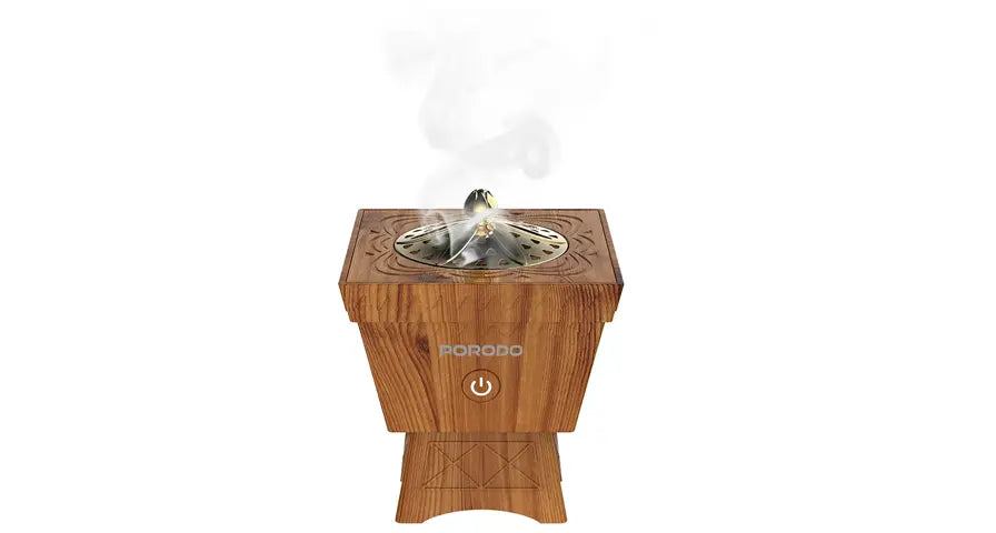 Porodo Lifestyle Classic Wood-Finish Portable Incense Burner - Brown