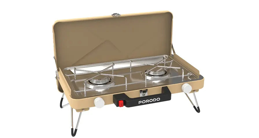 Porodo Lifestyle Dual Burner Foldable Camping Stove - Khaki