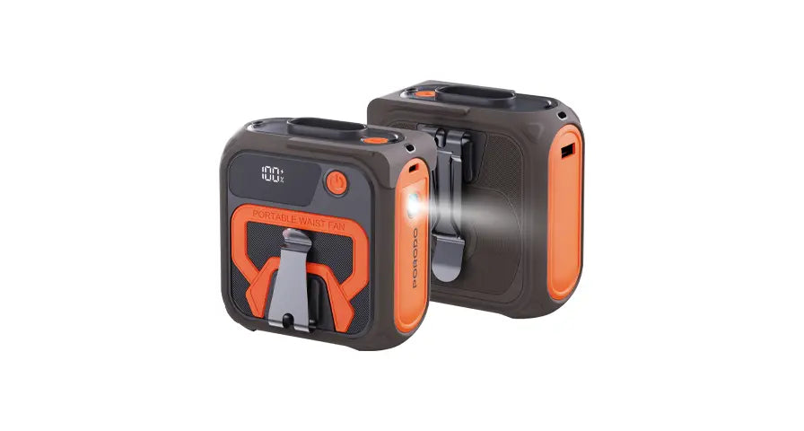 Porodo Lifestyle Multifunction Cooling Waist Fan - Brown/Orange