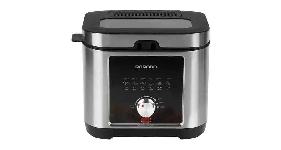 Porodo Lifestyle Stainless Steel 2.5L Deep Fryer with Adjustable Temperature & Non-Stick Tray - Silver