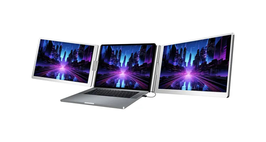 Powerology Dual Screen Portable Monitor - Silver