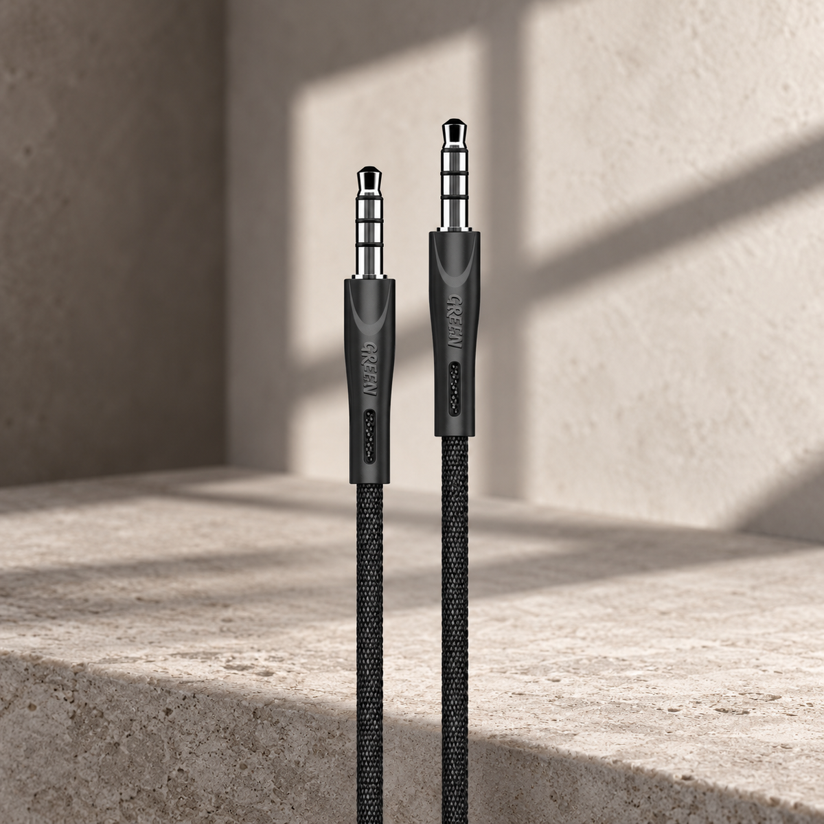 Green Lion AUX 3.5 to AUX 3.5 Cable 1.2m - Black — GREY Studio editorial