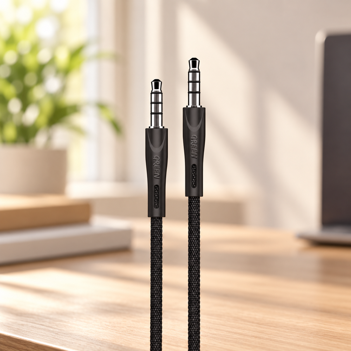 Green Lion AUX 3.5 to AUX 3.5 Cable 1.2m - Black — GREY Studio lifestyle