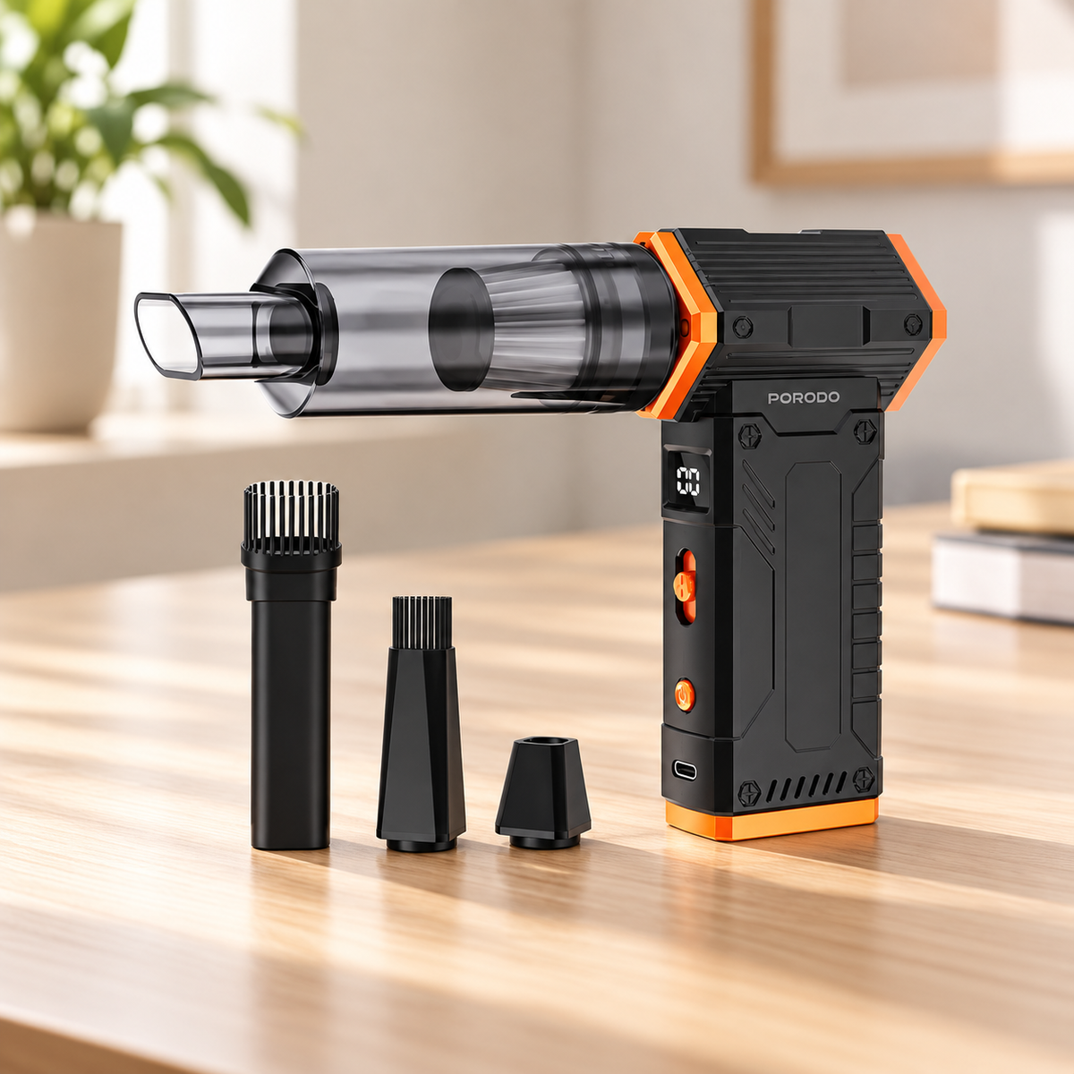 Porodo 2-In-1 Air Duster & Vacuum Cleaner with 4 Replaceable Nozzles - Black — GREY Studio lifestyle