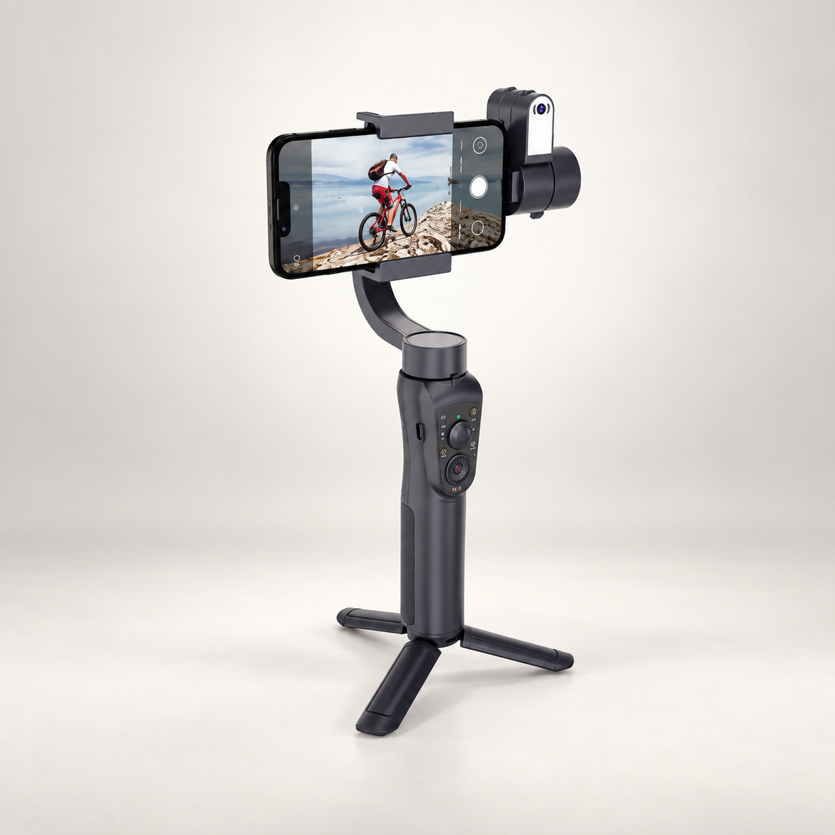 Porodo 3-Axis Ai Tracker & Light Gimbal Stabilizer - Black — GREY Studio catalog