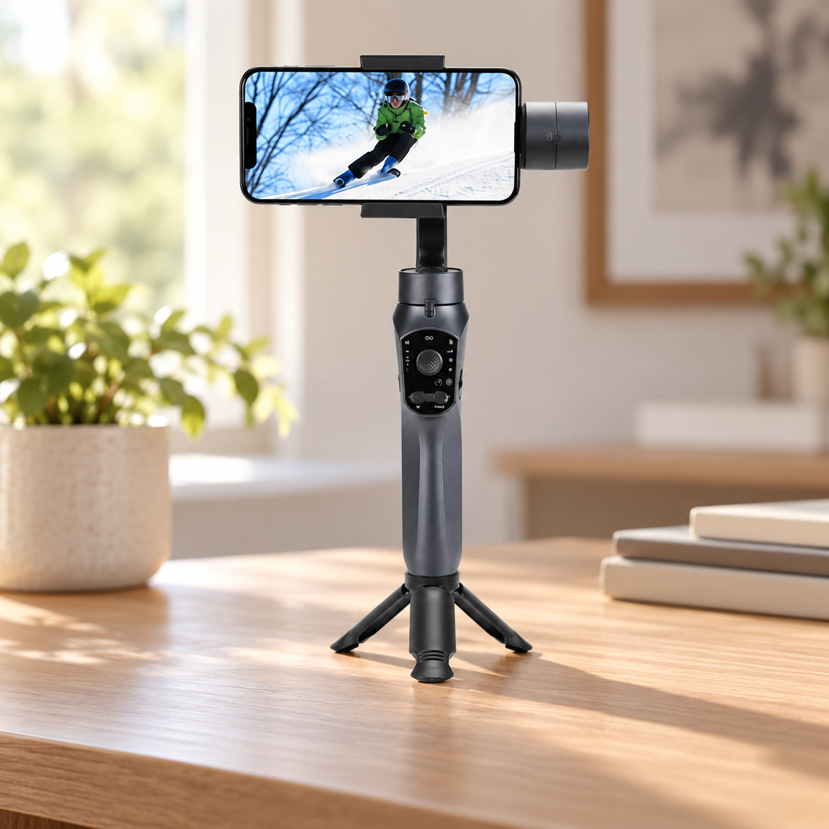 Porodo 3-Axis Anti shake Gimbal P10 PRO — GREY Studio lifestyle
