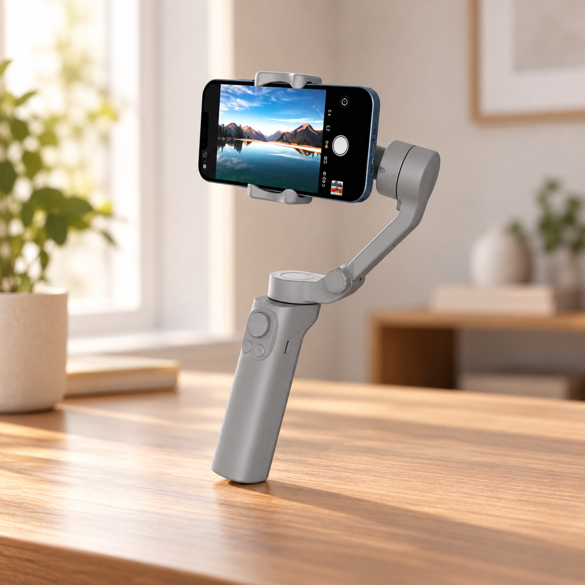 Porodo 3-Axis Anti shake Gimbal P5 — GREY Studio lifestyle