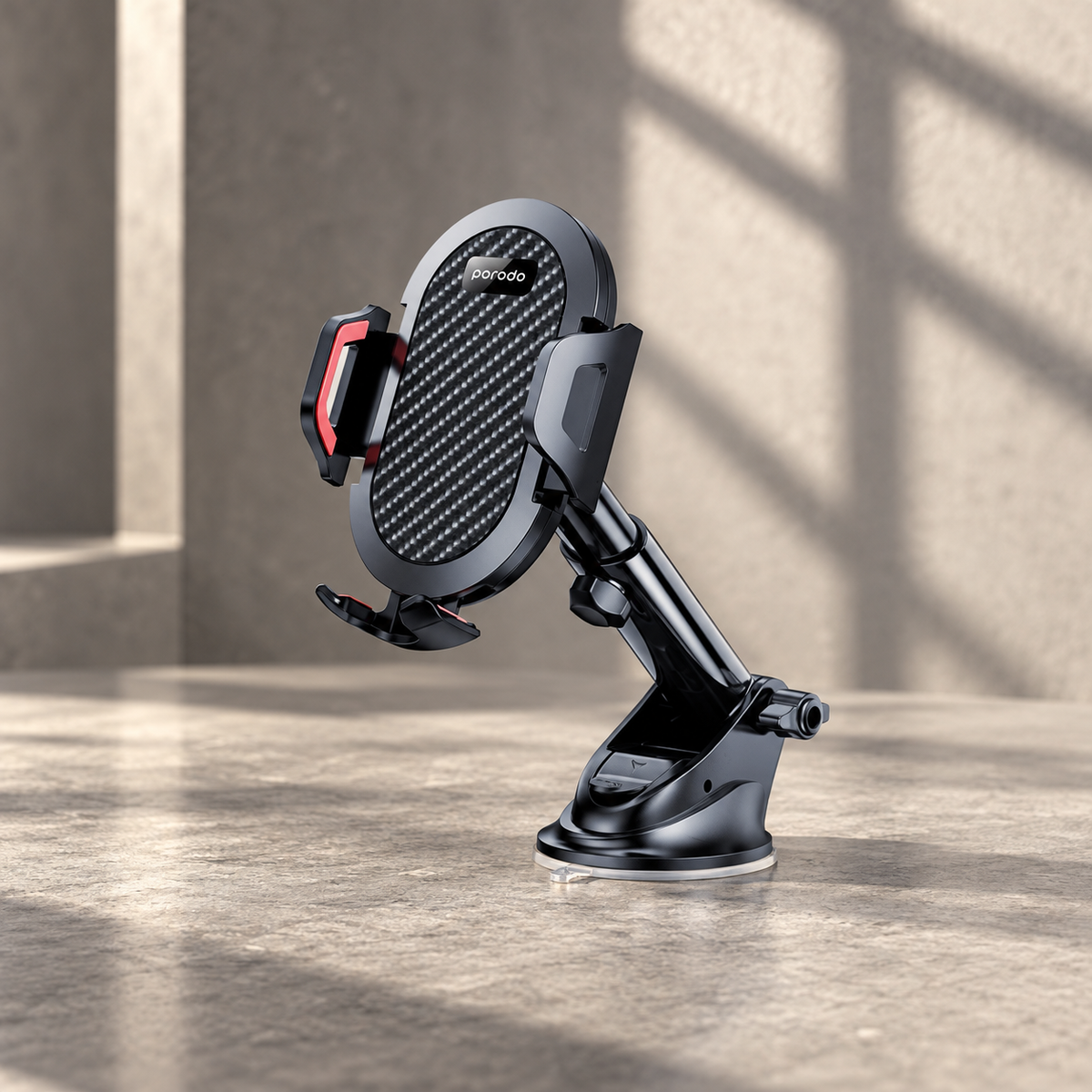 Porodo ABS+Silicone 360 Degree Rotatable Universal Car Mount - Black — GREY Studio editorial
