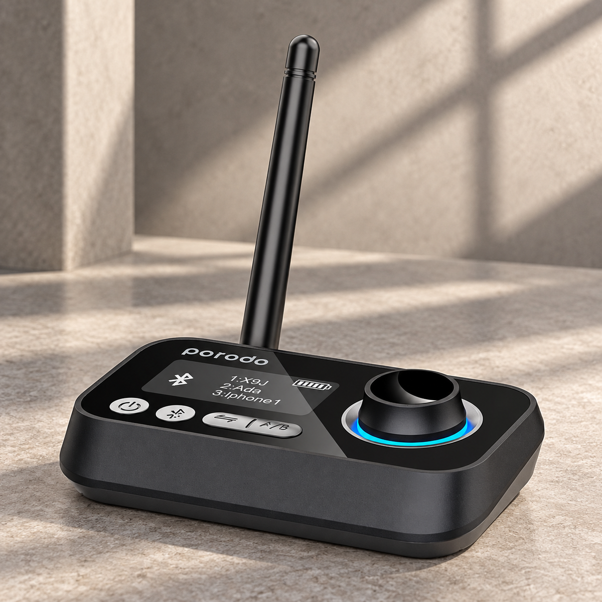 Porodo 3in1 Bluetooth Transmitter Receiver and Wireless Audio Adaptor - Black — GREY Studio editorial