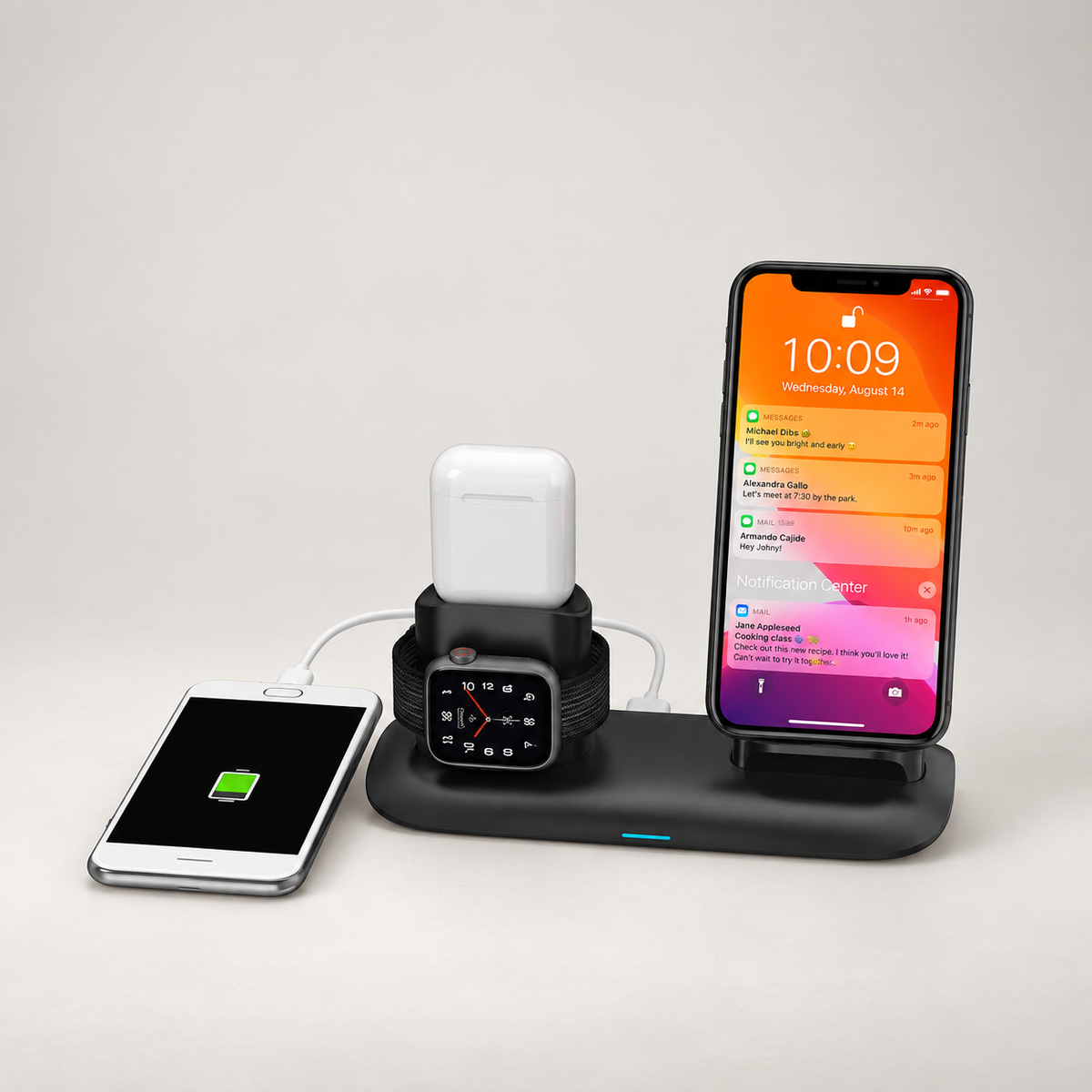 Porodo 4 in 1 Charging Station 7.5W/10W for iPhone / Apple Watch / Airpods - Black — GREY Studio catalog