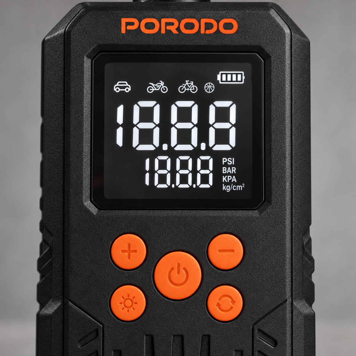Porodo 4-In-1 Multi-Tool Inflator & Jump Starter with 150PSI Auto-Stop & SOS Lighting - Black — GREY Studio detail