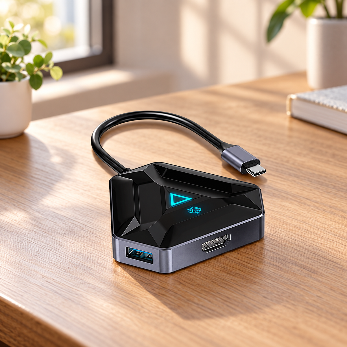 Porodo Gaming 6in1 USB-C Hub Type-C PD 100W HDMI USB SD MicroSD - Black — GREY Studio lifestyle