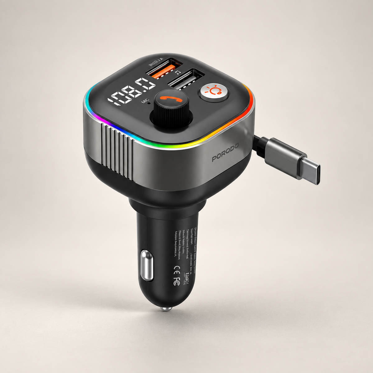 Porodo Audio Boost Bluetooth FM Transmitter - Dark Gray — GREY Studio catalog