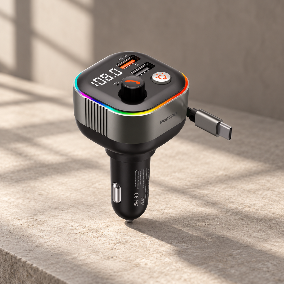Porodo Audio Boost Bluetooth FM Transmitter - Dark Gray — GREY Studio editorial