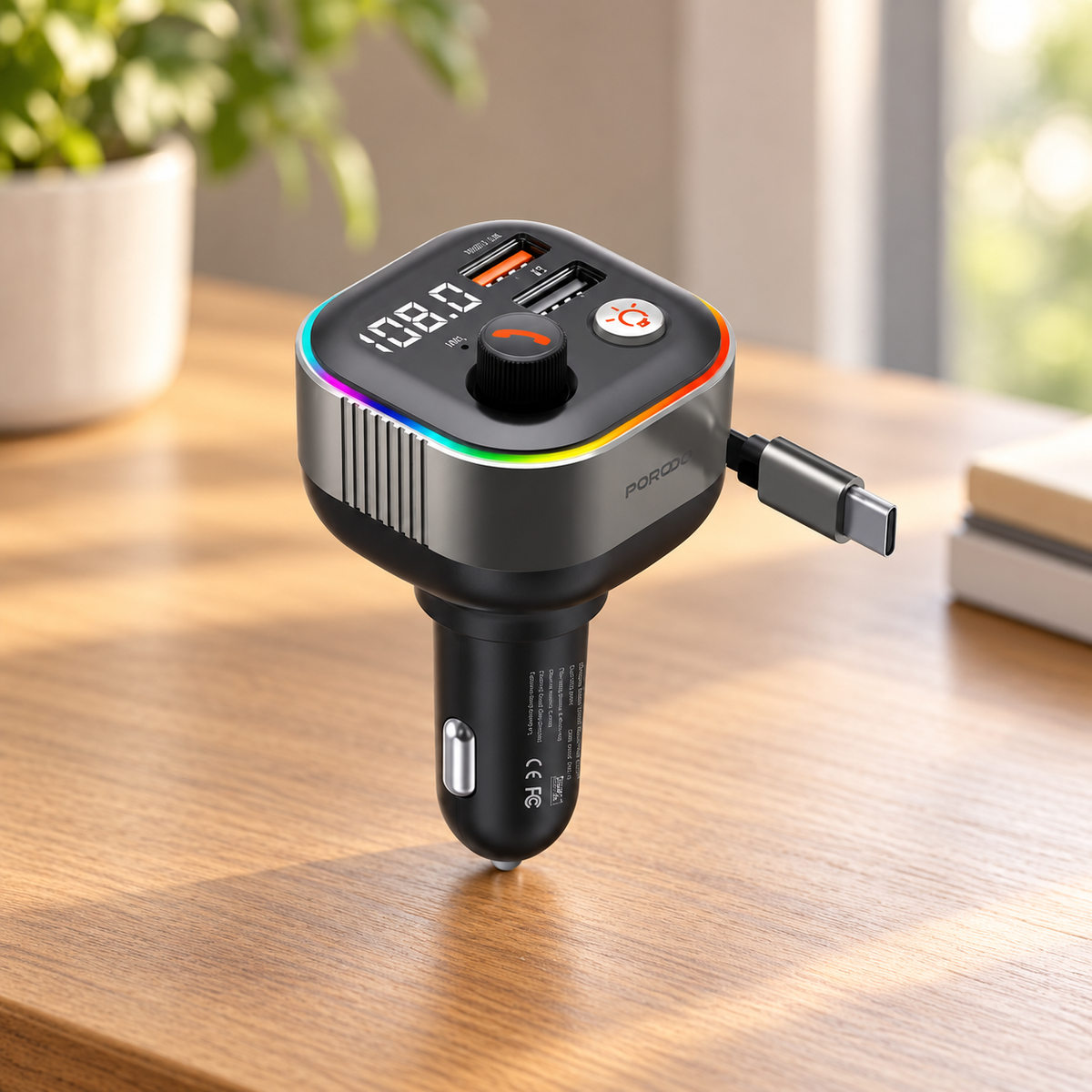 Porodo Audio Boost Bluetooth FM Transmitter - Dark Gray — GREY Studio lifestyle