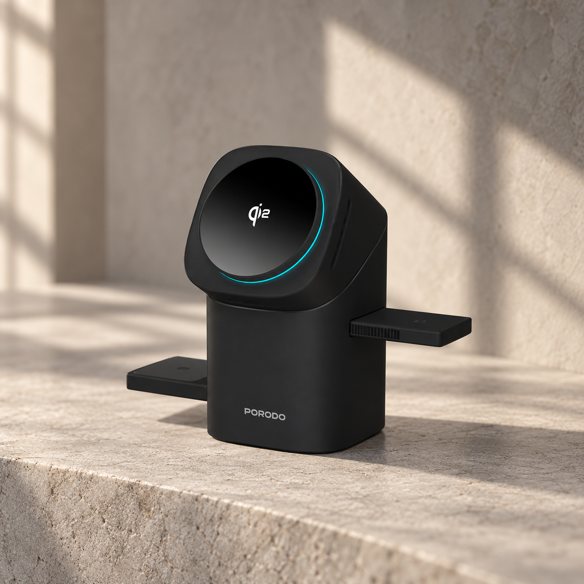Porodo Auto Rotate & Slide Qi2 MagSafe Charging - Black — GREY Studio editorial