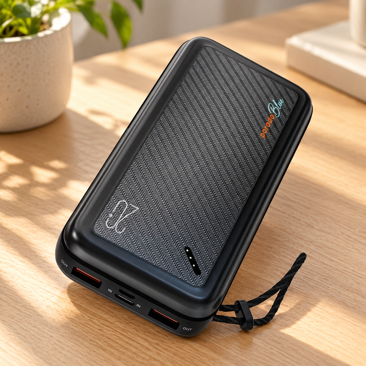 Porodo Blue 20000mAh Compact Power Bank — GREY Studio lifestyle