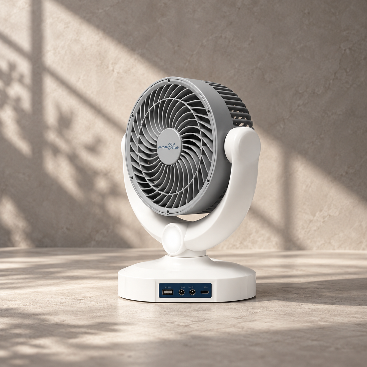 Porodo Blue Cooling & Lighting FAN with Power Bank Function - White — GREY Studio editorial
