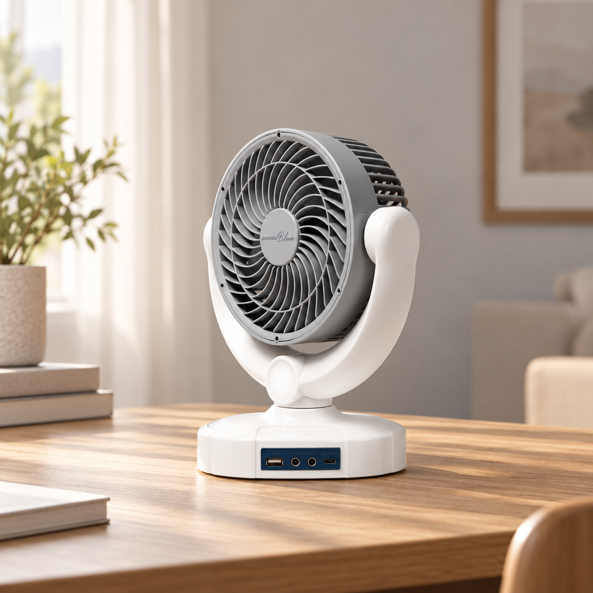 Porodo Blue Cooling & Lighting FAN with Power Bank Function - White — GREY Studio lifestyle