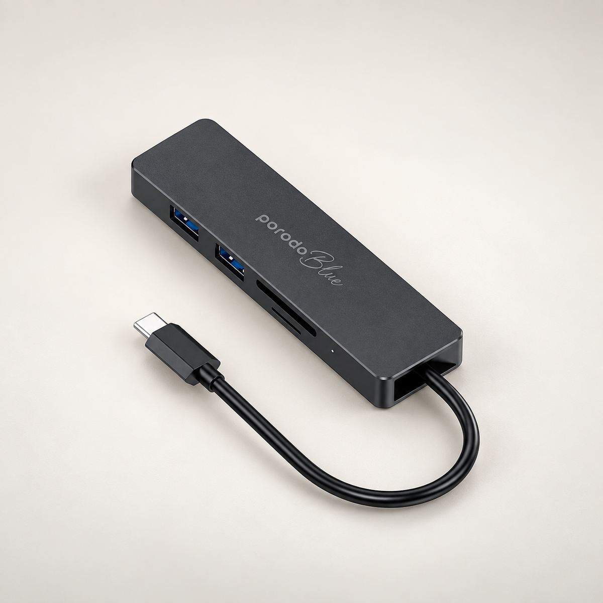Porodo Blue 5 in 1 USB-C Hub HDMI USB SD MicroSD — GREY Studio catalog