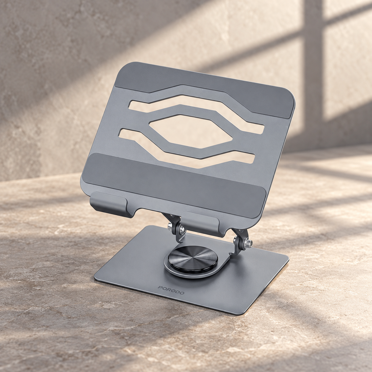 Porodo Zelo 360� Rotatable Tablet Holder with Silicone Grips - Gray — GREY Studio editorial