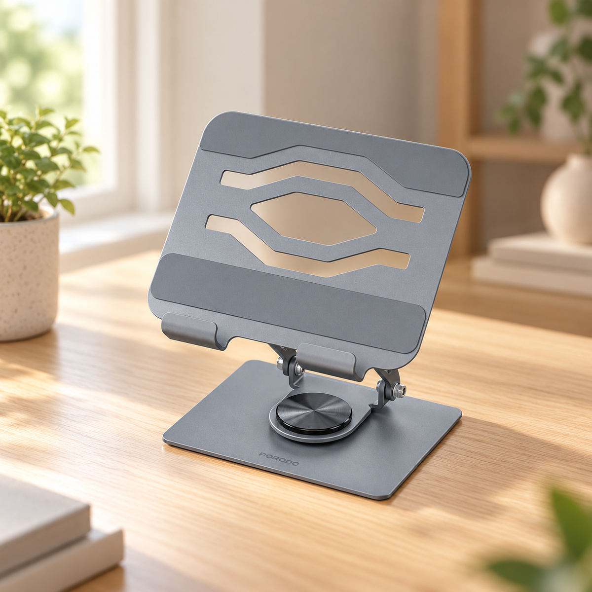 Porodo Zelo 360� Rotatable Tablet Holder with Silicone Grips - Gray — GREY Studio lifestyle