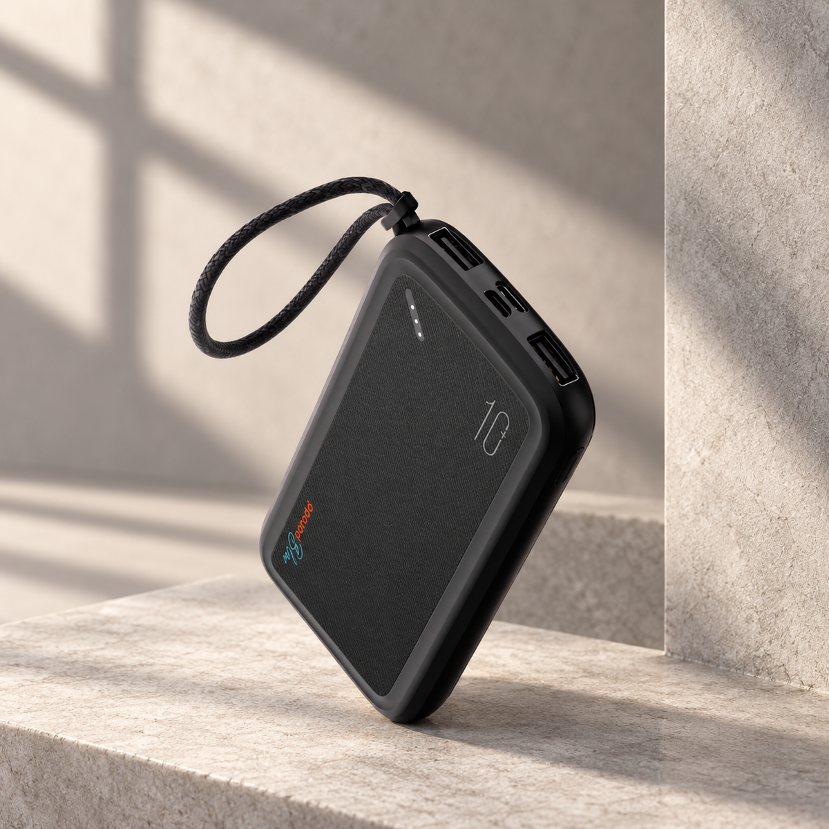 Porodo Blue Power Bank 10000mAh ( Dual USB-A Output + Type-C & Micro USB Input ) - Black — GREY Studio editorial