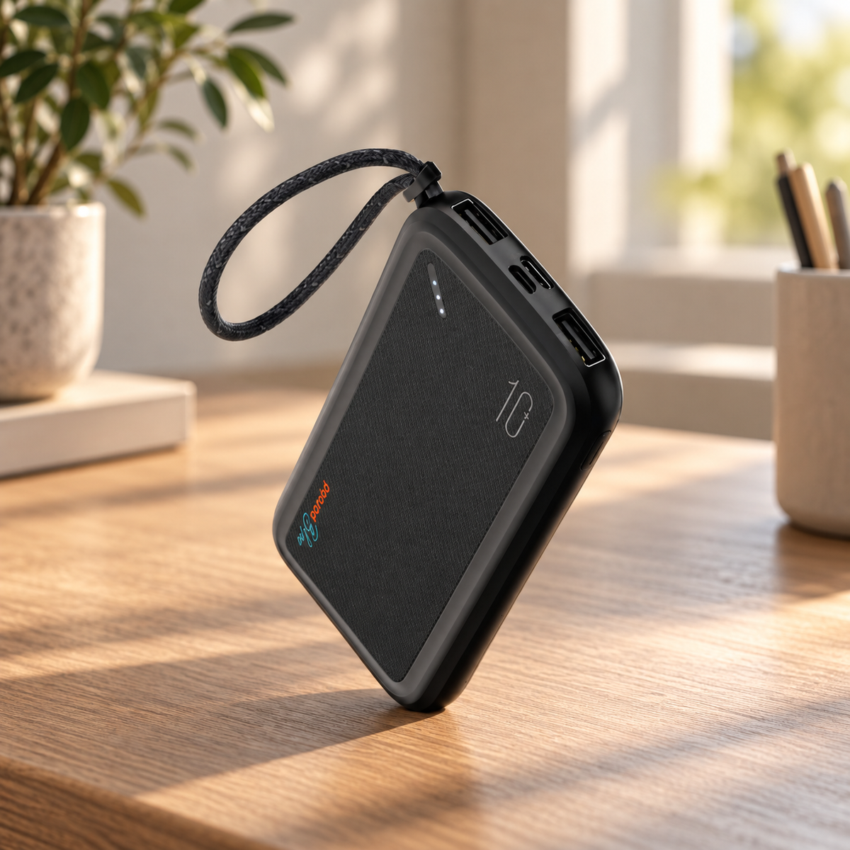 Porodo Blue Power Bank 10000mAh ( Dual USB-A Output + Type-C & Micro USB Input ) - Black — GREY Studio lifestyle
