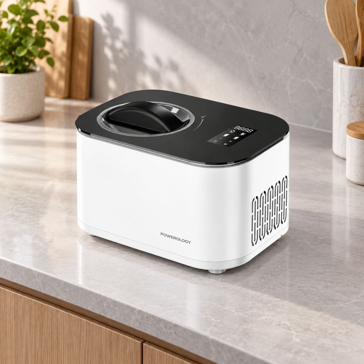 GREY Studio lifestyle | Powerology Ice Cream & Frozen Yogurt Machine - White | P1LICECRM