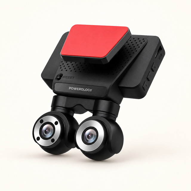 Powerology Dual Lens Dash Camera - Black