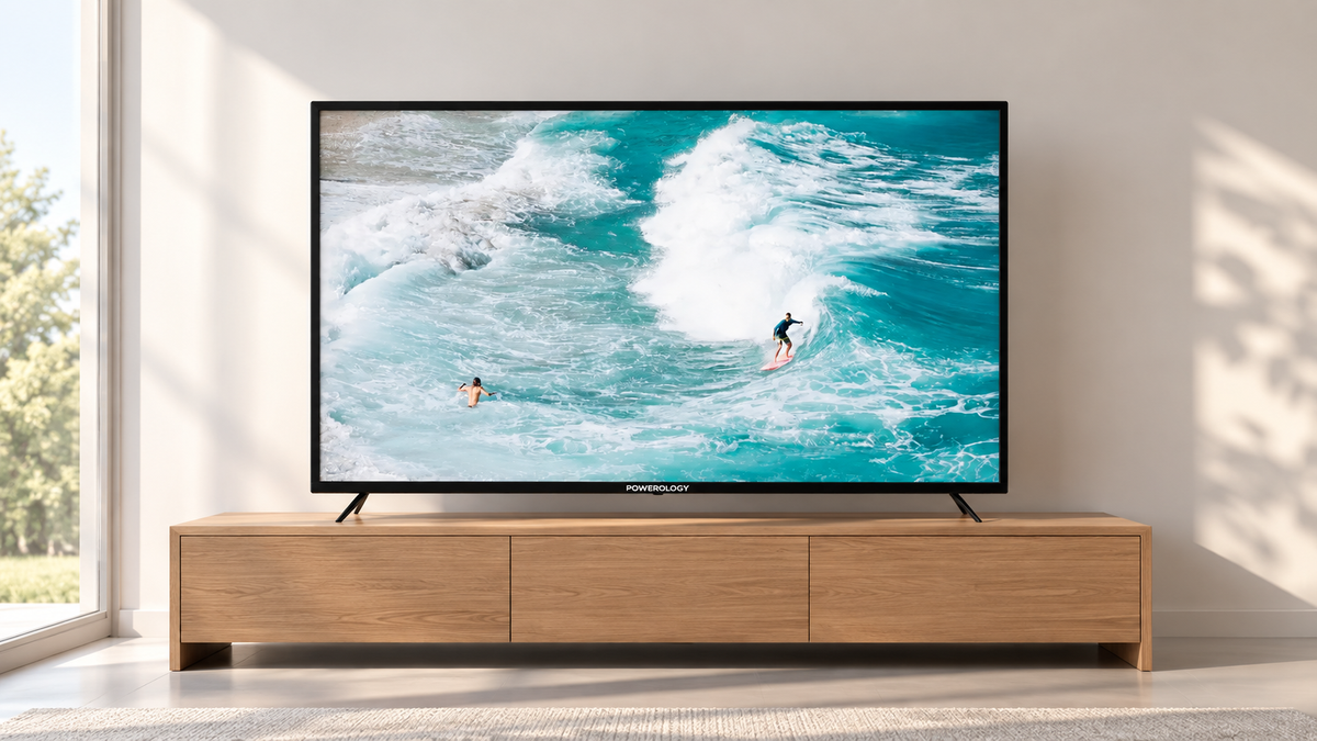GREY Studio lifestyle | Powerology Break-Proof Android Smart TV 55" - Black | P55EPTVBK