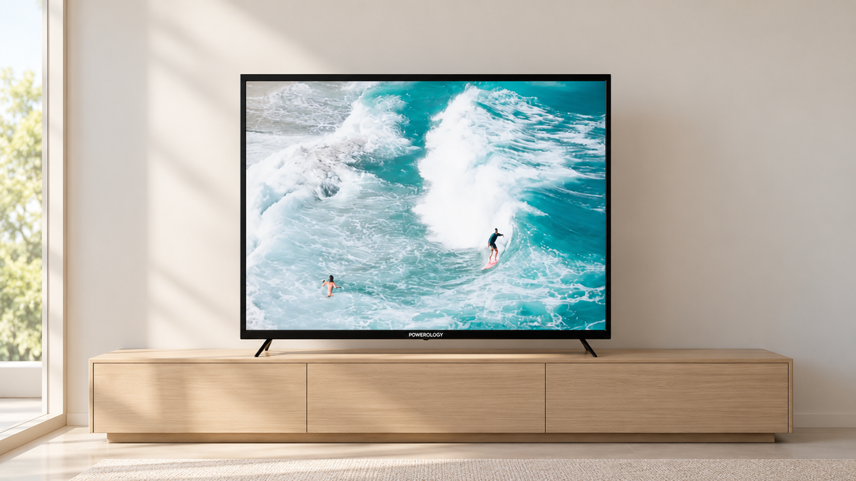 GREY Studio lifestyle | Powerology Break-Proof Android Smart TV 65" - Black | P65EPTVBK
