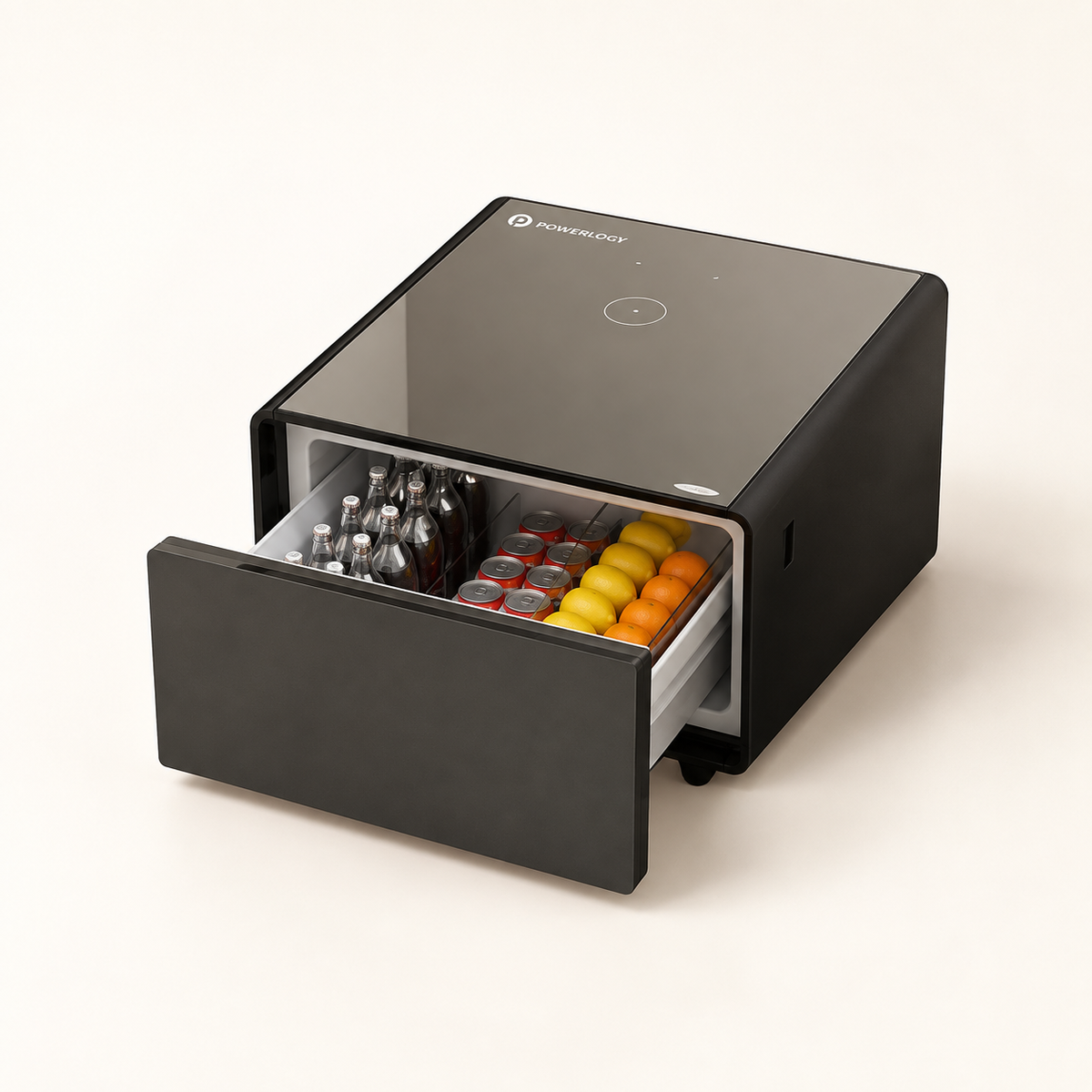 GREY Studio catalog | Powerology Bedside Table Fridge Fast Wireless Charging 65L | P65STFRBK