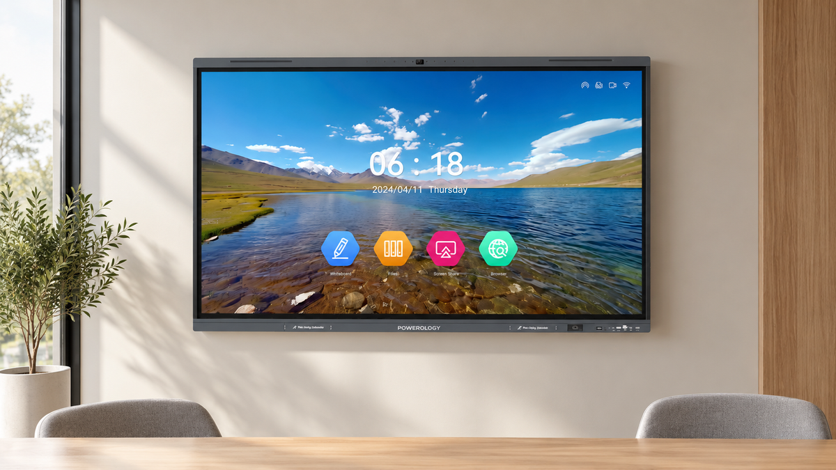 GREY Studio lifestyle | Powerology Dual Windows & Android Interactive Smartboard - 75" - Black | P75DSPLBK