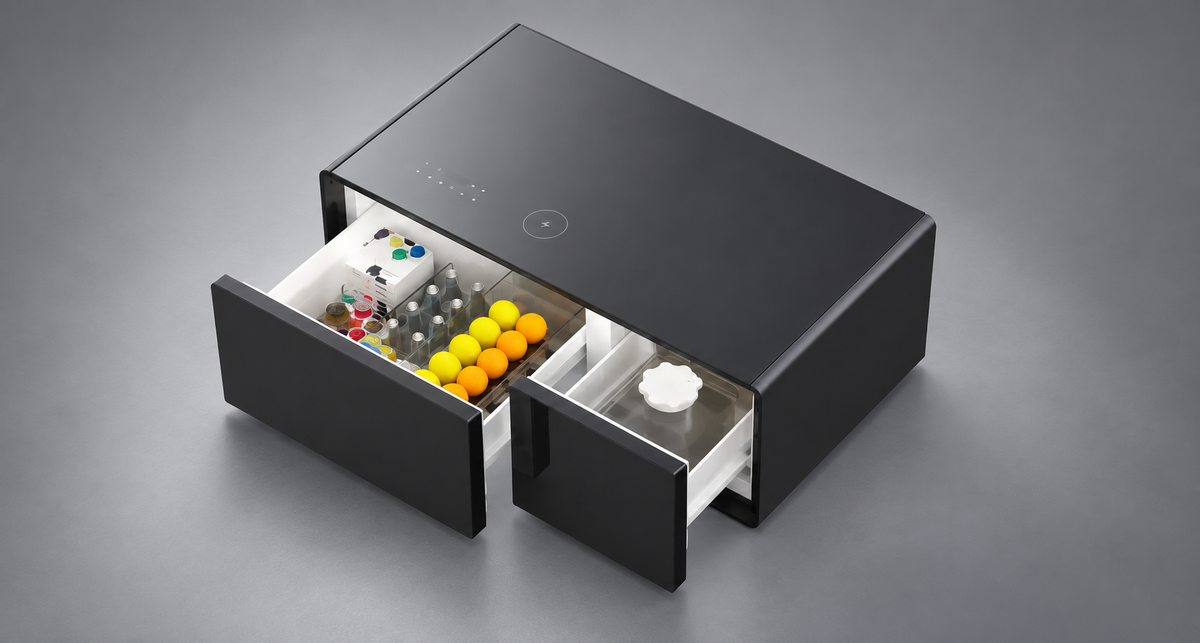 GREY Studio detail | Powerology Fridge Coffee Table HiFi Speaker 93L - Black | P93CTFBK