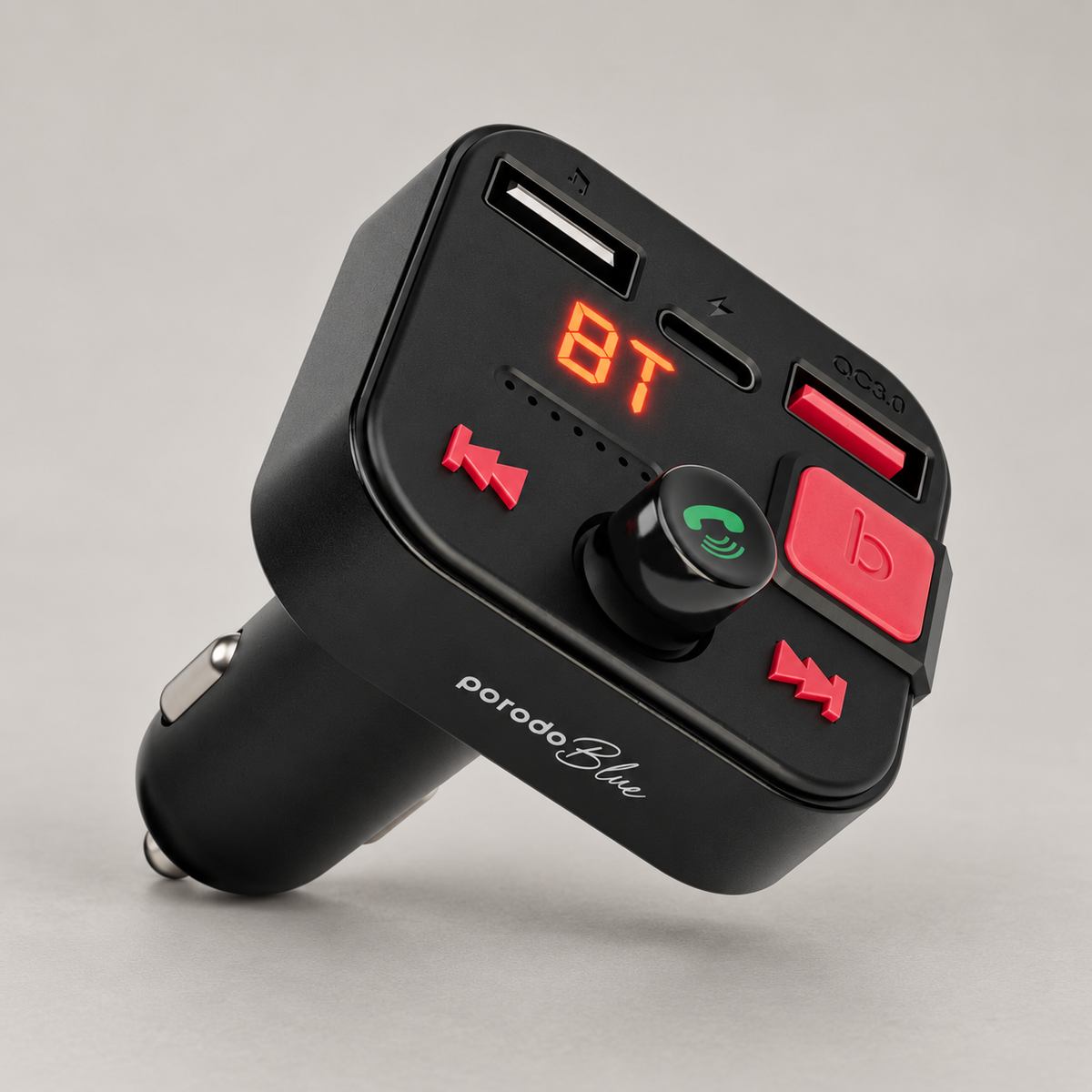 GREY Studio catalog | Porodo Blue FM Transmitter | PB-FM2CWT-BK