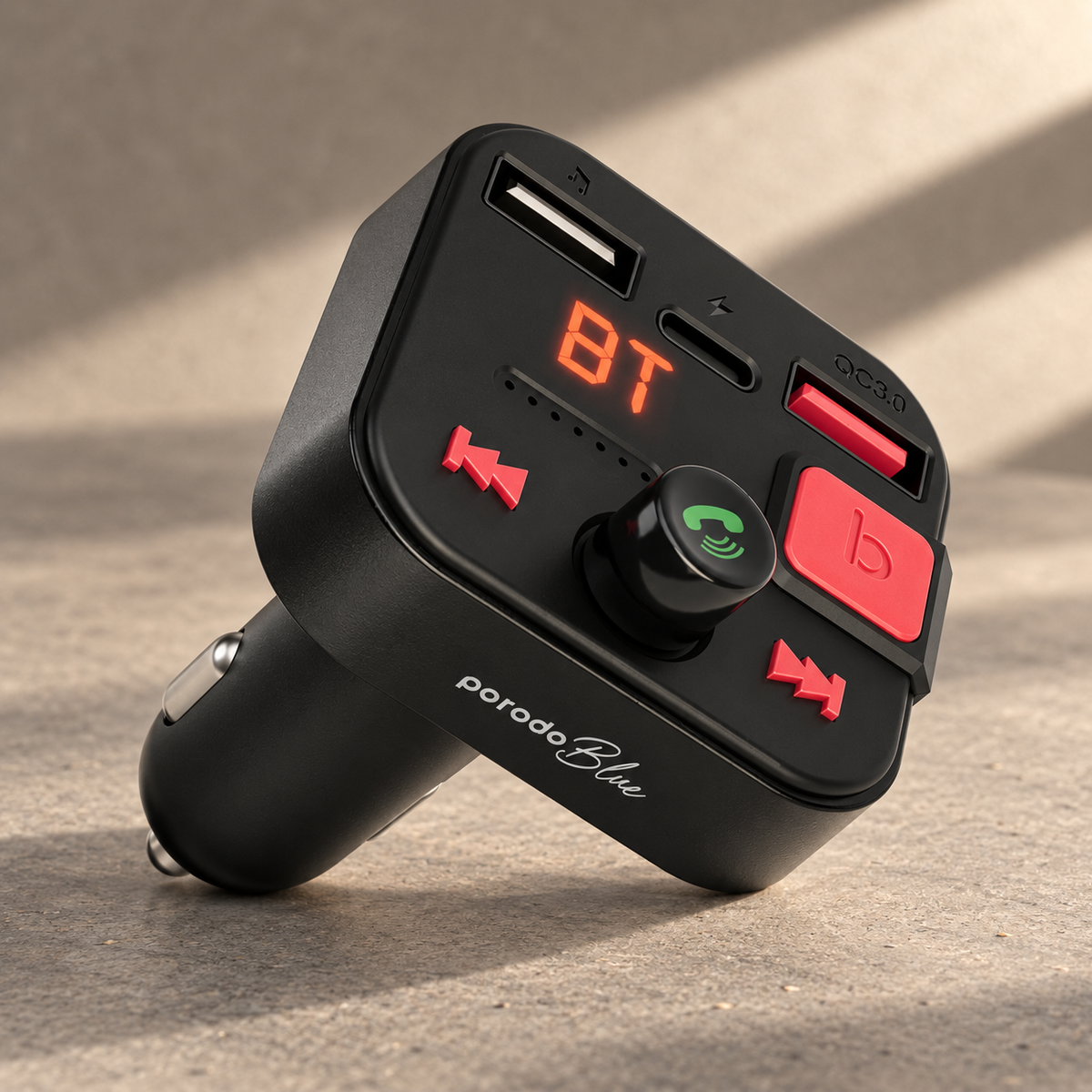 GREY Studio editorial | Porodo Blue FM Transmitter | PB-FM2CWT-BK