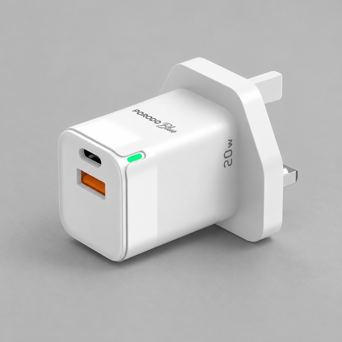 GREY Studio catalog | Porodo Blue Ultra-Quick Charger White | PB-FWCH036-WH