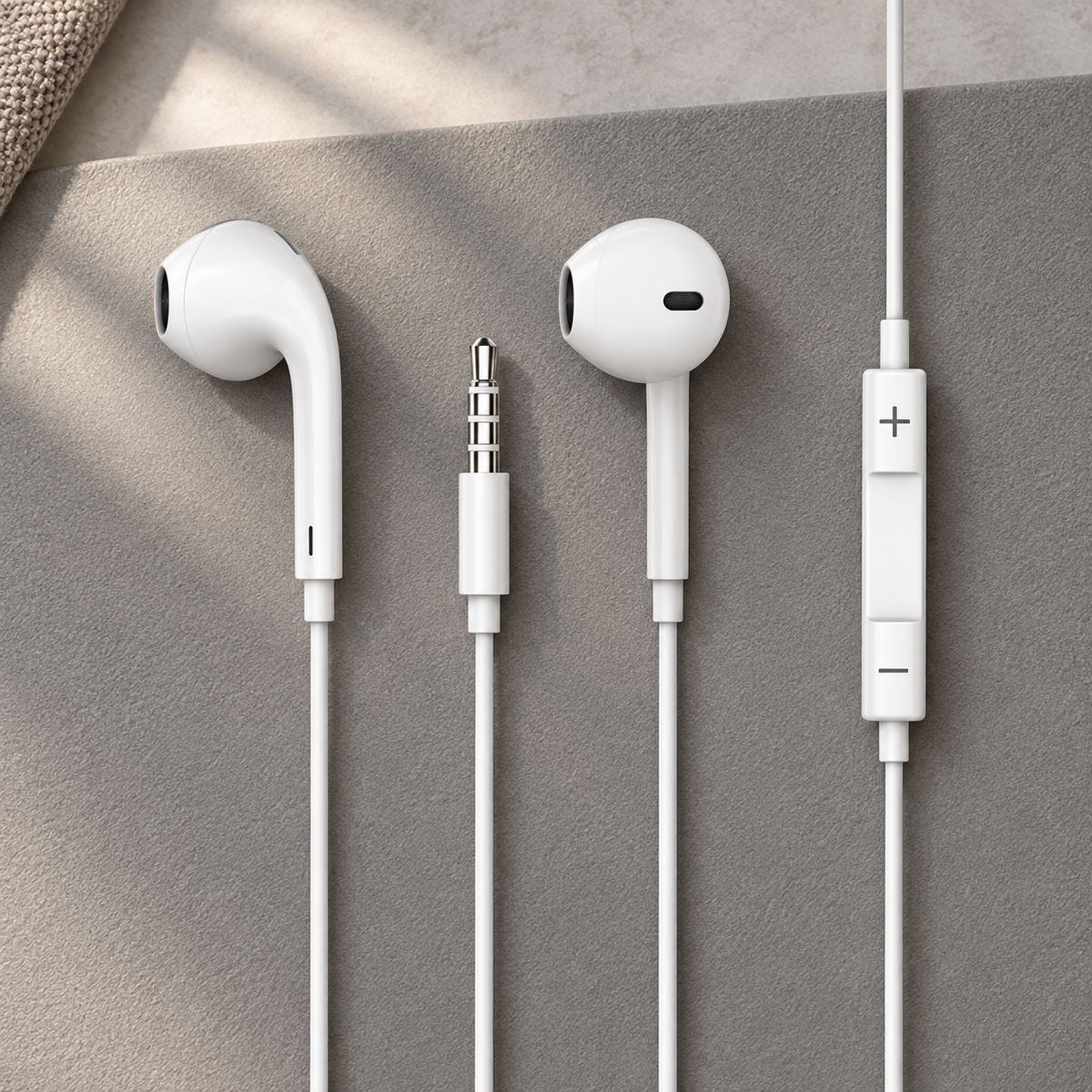 GREY Studio lifestyle | Porodo Blue Stereo Earphones 3.5mm White | PB-STOAEP-WH