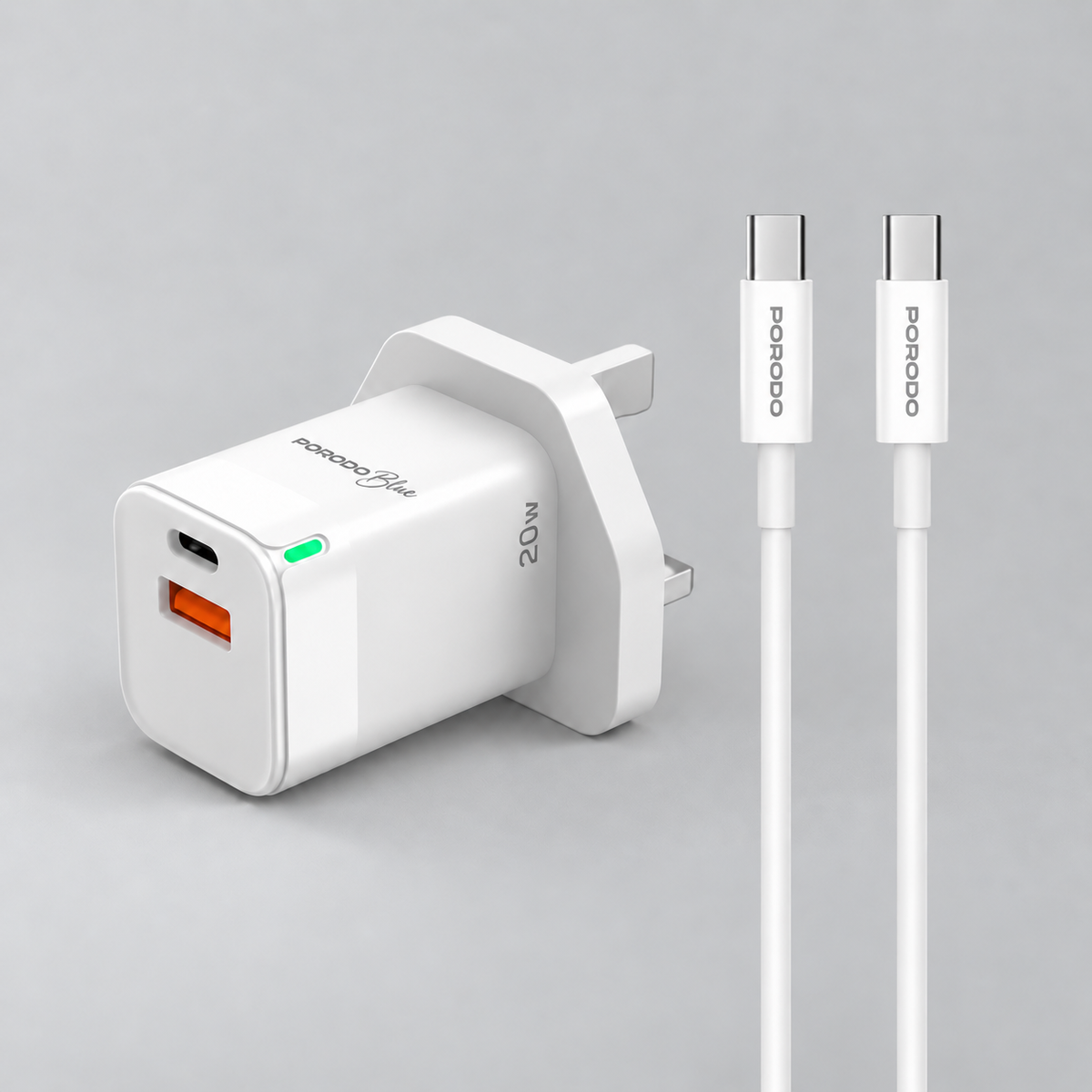 GREY Studio catalog | Porodo Blue Charger Cable Kit White | PBFWCH036WHC